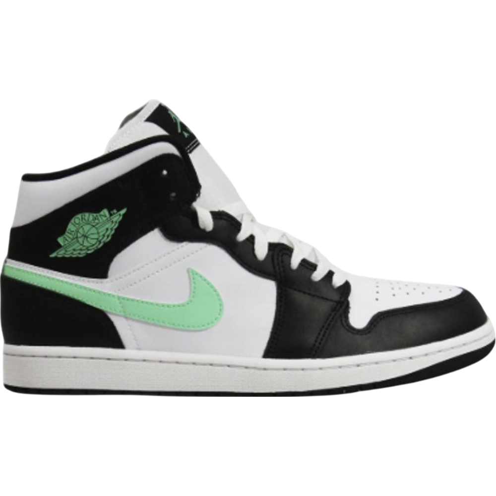 Air Jordan 1 Mid Green Glow Białe