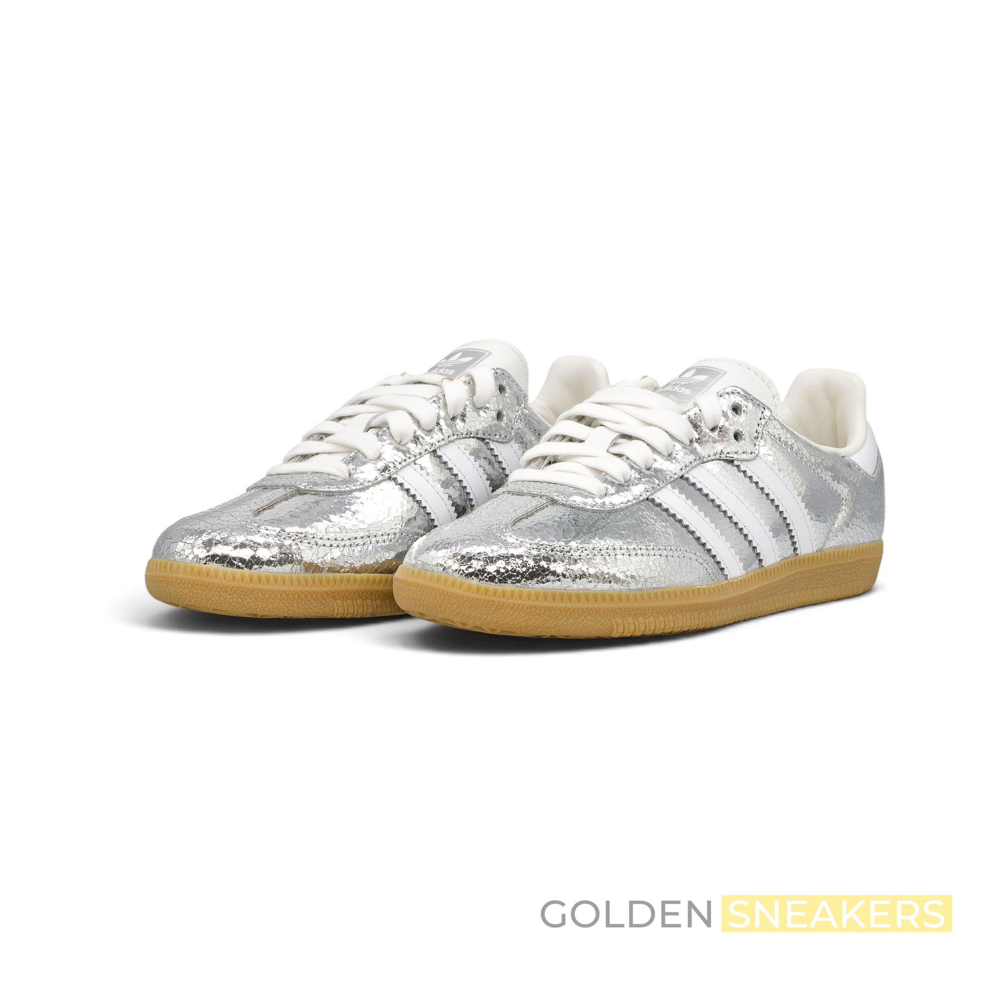 ADIDAS Samba OG Silver Metallic Cracked Leather (Women's)