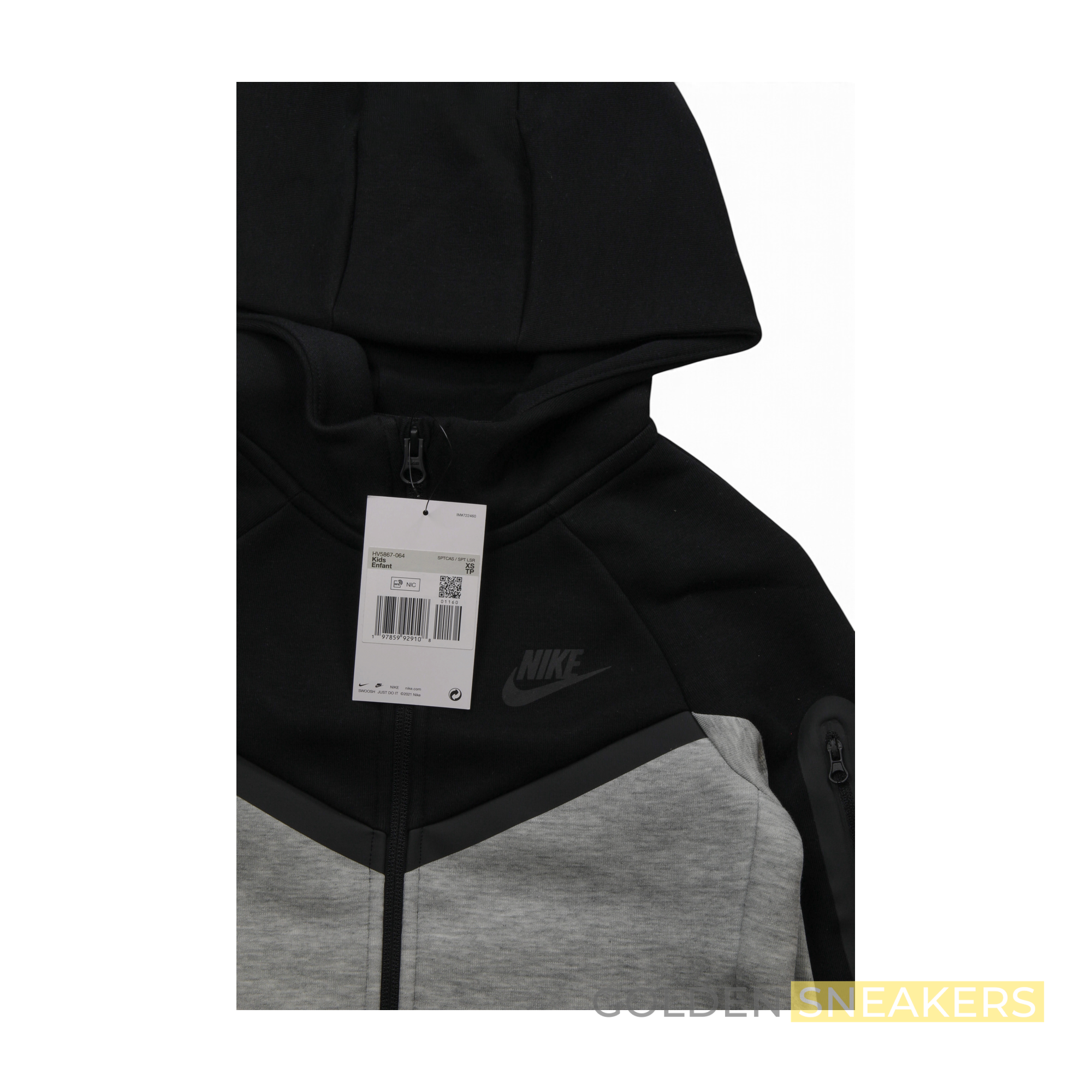 Nike Tech Fleece Zip Hoodie Black/Grey (Junior)
