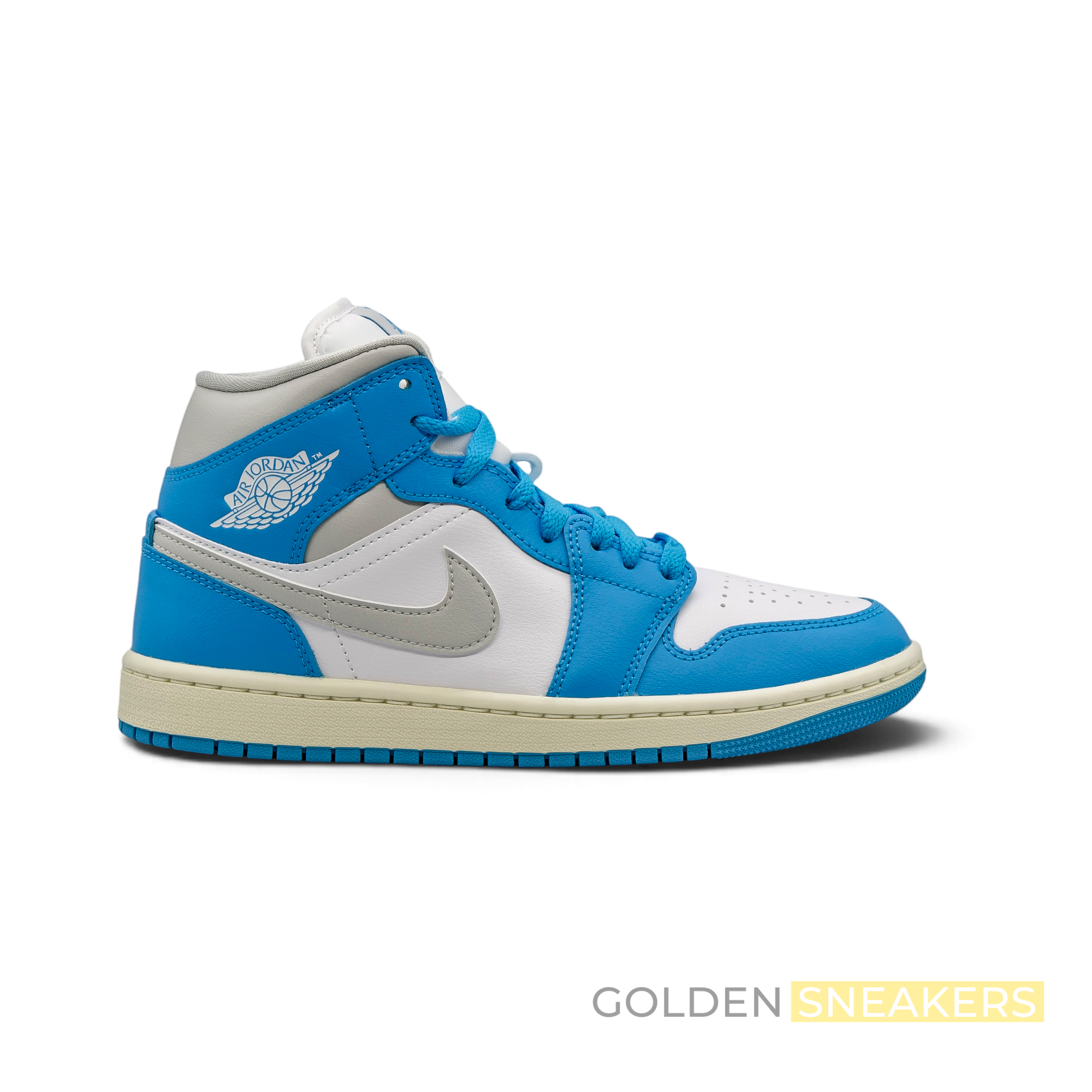Jordan 1 Mid Dark Powder Blue White Sail Neutral Grey (Women's)