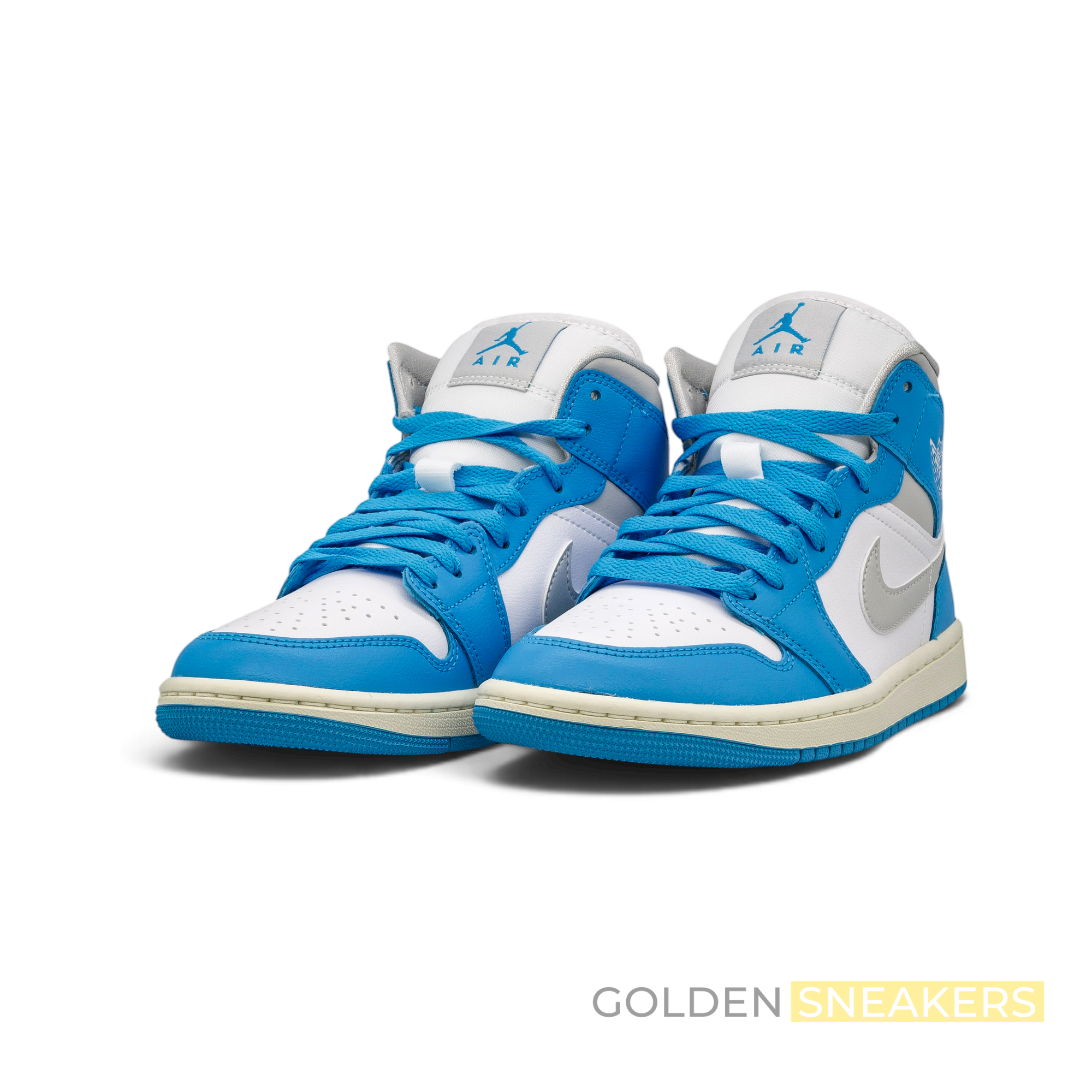 Jordan 1 Mid Dark Powder Blue White Sail Neutral Grey (Women's)