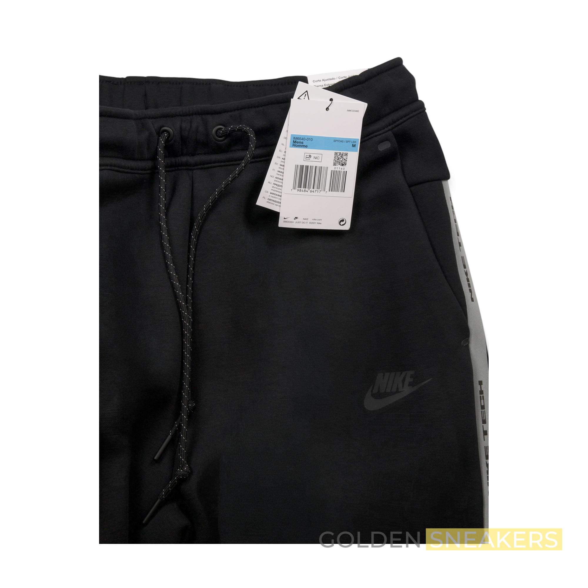 NIKE Tech Fleece Joggers Black White Reflective
