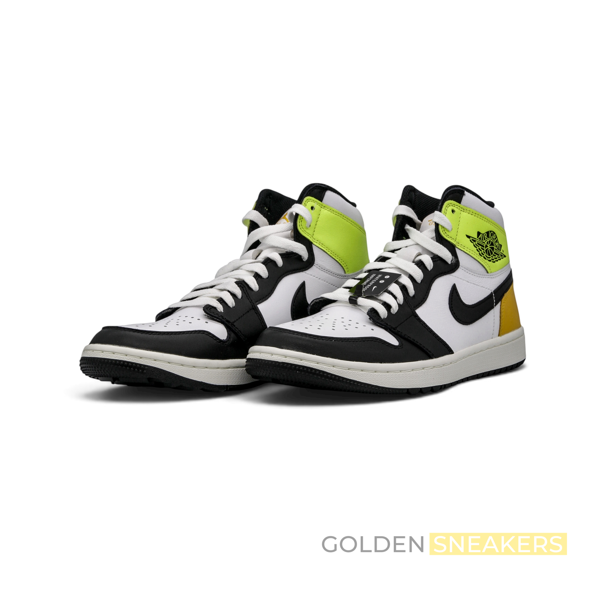 Jordan 1 Retro High G White University Gold Volt Black
