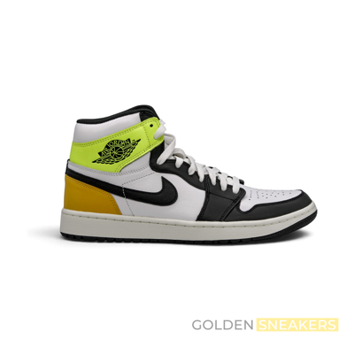 Jordan 1 Retro High G White University Gold Volt Black