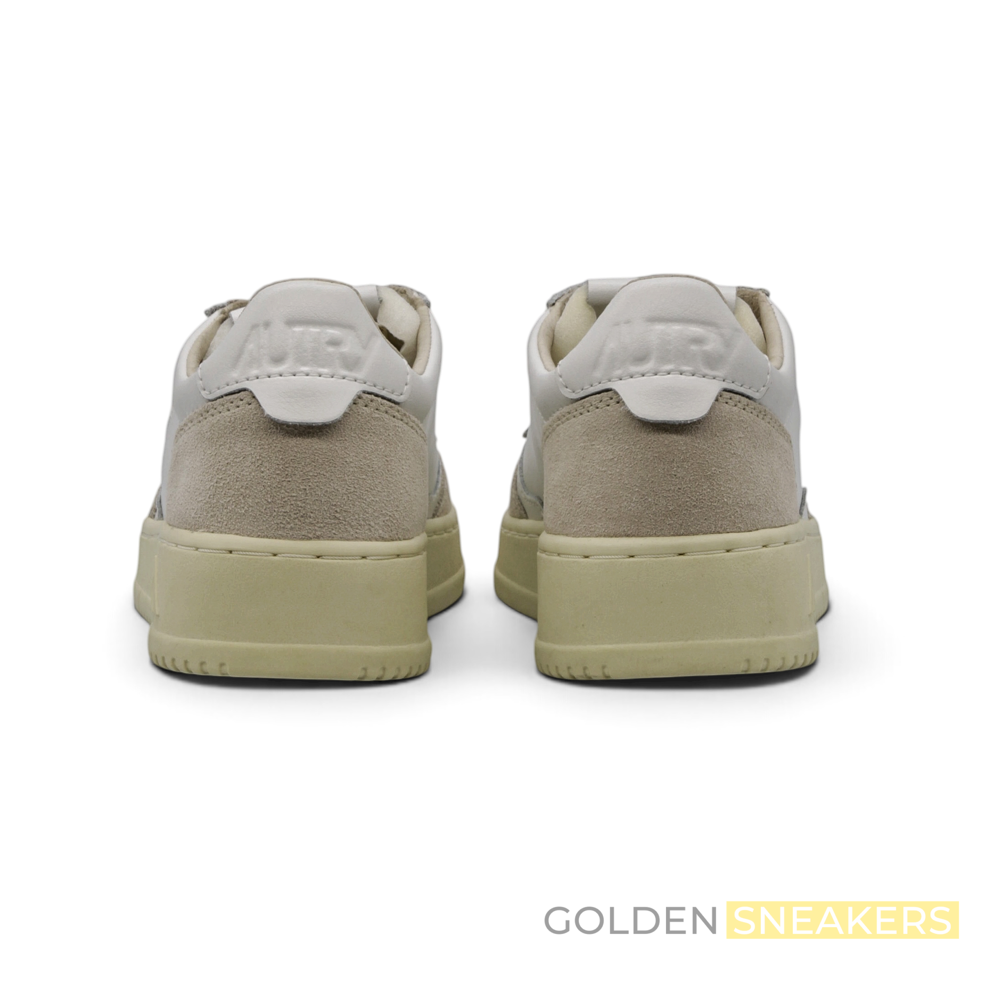 Autry Medalist Leather Low White Beige Suede (Women's)