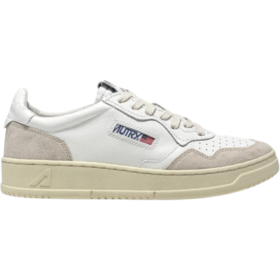 Autry Medalist Leather Low White Beige Suede (Women's)