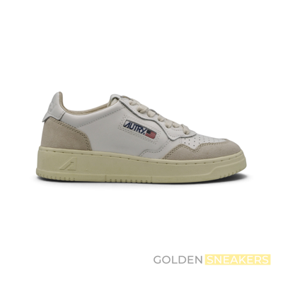 Autry Medalist Leather Low White Beige Suede (Women's)