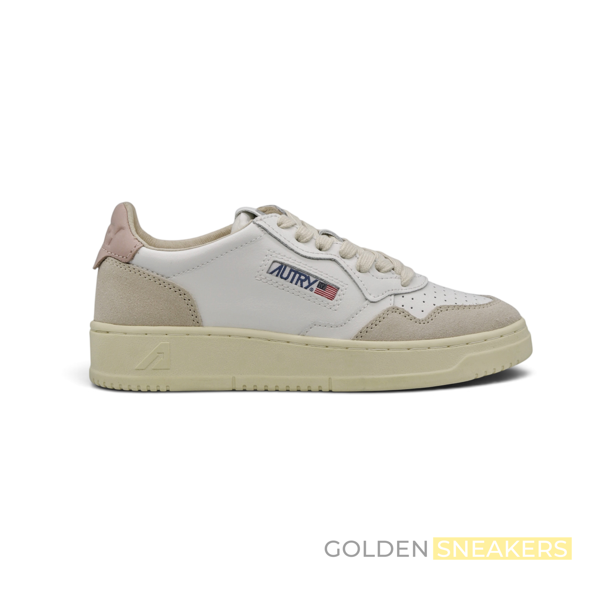 Autry Medalist Leather Low White Pink (Women's)