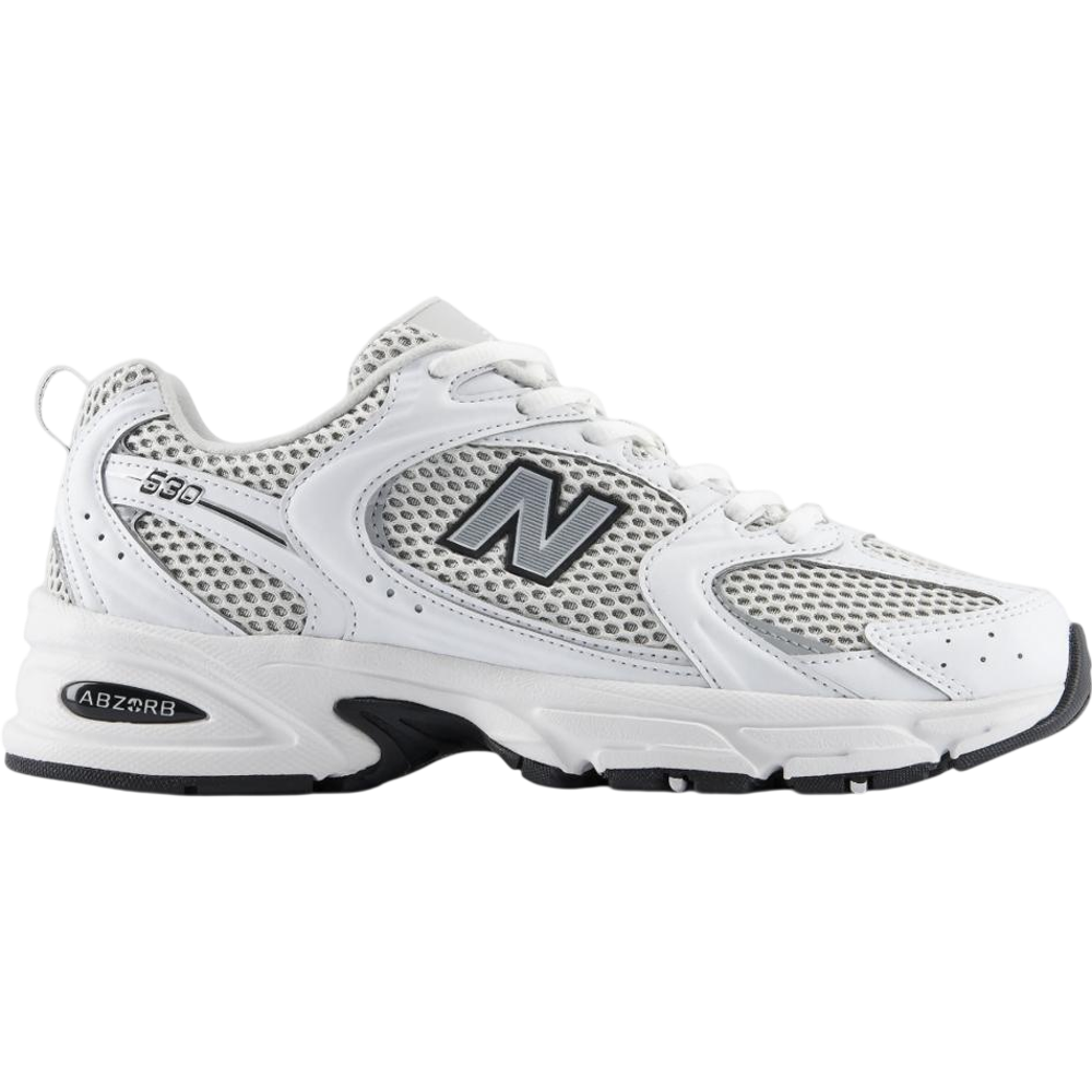 New Balance 530 White Silver Metallic Black Sole