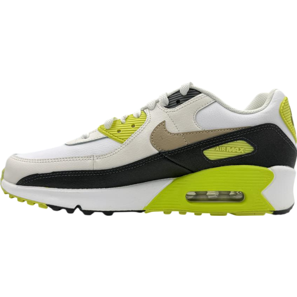 Nike Air Max 90 White Cyber Dark Smoke Grey Khaki (GS)