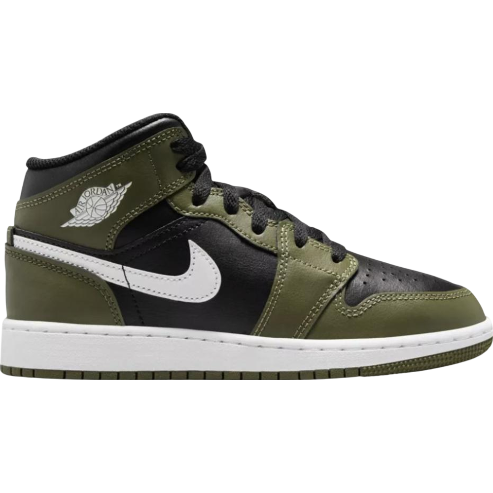 Air Jordan 1 Mid (GS) "Black/White/Olive"